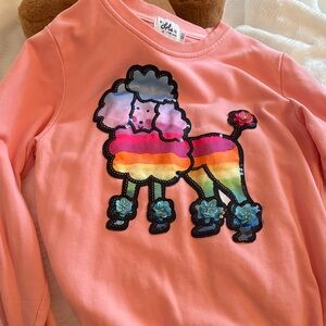 Lola + The Boys Pink Rainbow Poodle Sweatshirt